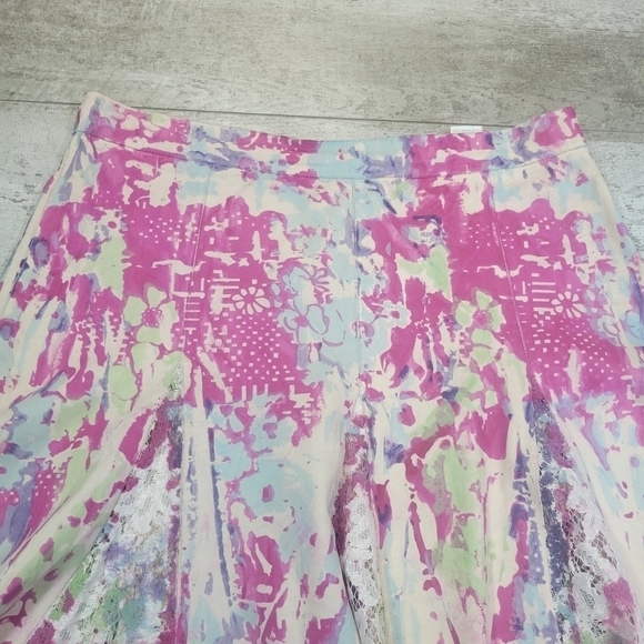 IISLI Washable Leather Print Godet Full Skirt Size 10 - Picture 5 of 7